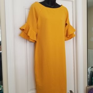 Pink Blush mustard dress professional size medium
